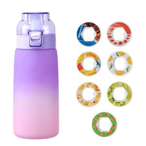 600ml Scent Flavored Water Bottle Leak-Proof Outdoor Sport Water Cup With 7 0 Sugar 0 Calorie Scent Rings (Purple)