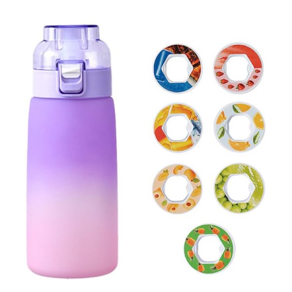 600ml Scent Flavored Water Bottle Leak-Proof Outdoor Sport Water Cup With 7 0 Sugar 0 Calorie Scent Rings (Purple)