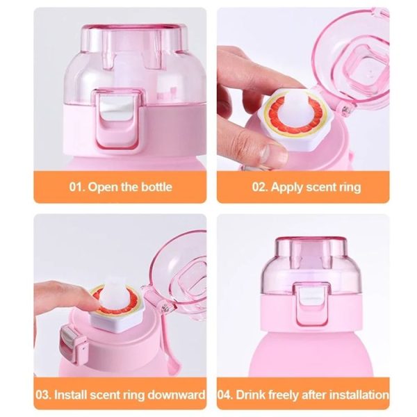 600ml Scent Flavored Water Bottle Leak-Proof Outdoor Sport Water Cup With 7 0 Sugar 0 Calorie Scent Rings (Purple) - Image 8