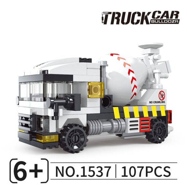 1537 City Engineering Cement Mixer Truck Building Blocks Small Pellet Children Assembling Toy - Image 3