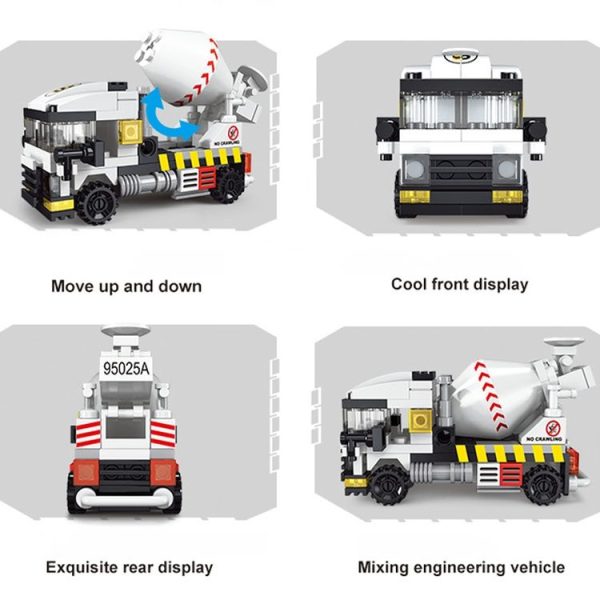 1537 City Engineering Cement Mixer Truck Building Blocks Small Pellet Children Assembling Toy - Image 6