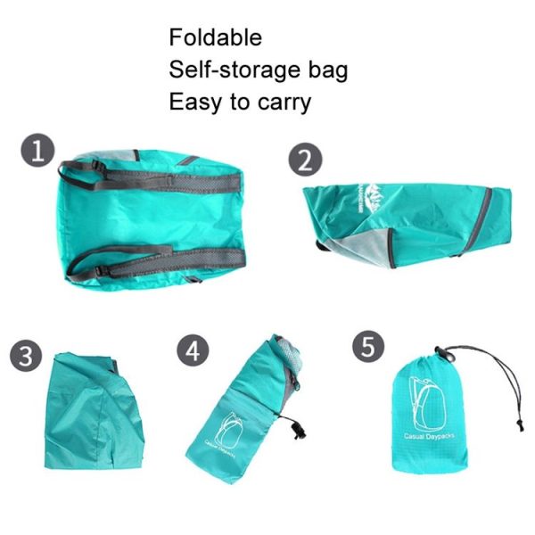 Vanaheimr Folding Lightweight Storage Bag Waterproof Shoulder Bag Outdoor Sports Backpacks (Red) - Image 10