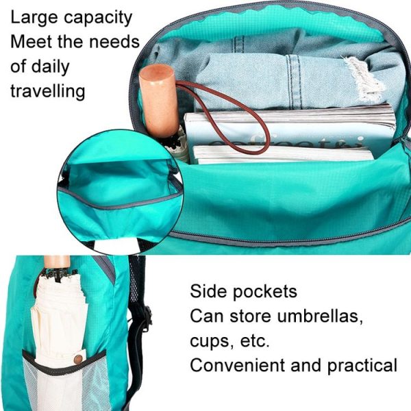 Vanaheimr Folding Lightweight Storage Bag Waterproof Shoulder Bag Outdoor Sports Backpacks (Red) - Image 6