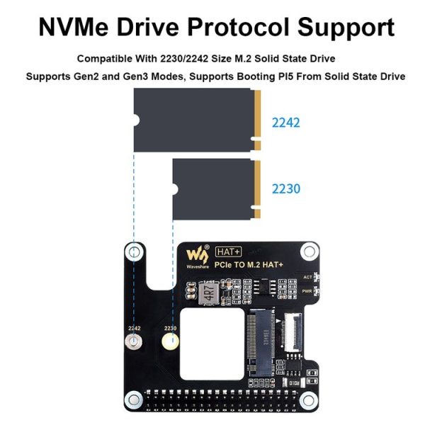 Waveshare For Raspberry Pi 5 PCIe To M.2 Adapter, NVMe Protocol M.2 SSD Basic Kit - Image 6