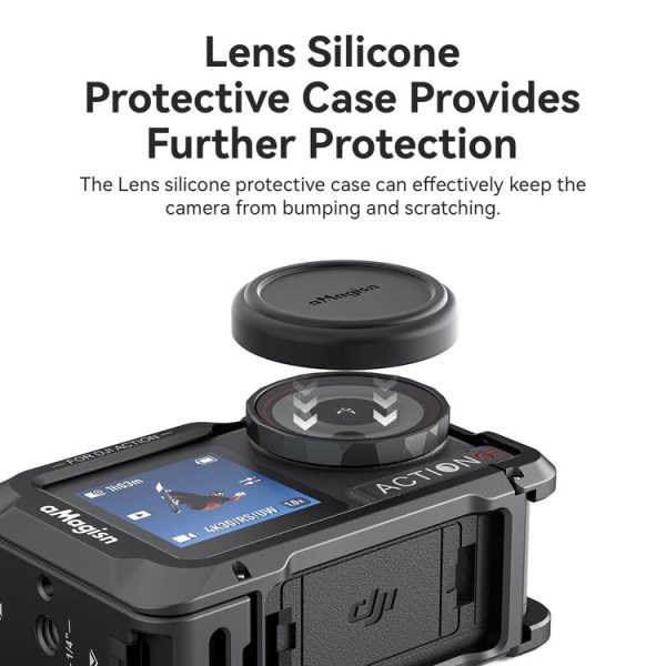 DJI OSMO Action 5 Pro / 4 / 3 aMagisn Metal Rabbit Cage Protection Frame With Len Cap (Black) - Image 5