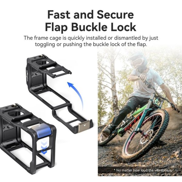 DJI OSMO Action 5 Pro / 4 / 3 aMagisn Metal Rabbit Cage Protection Frame With Len Cap (Black) - Image 7