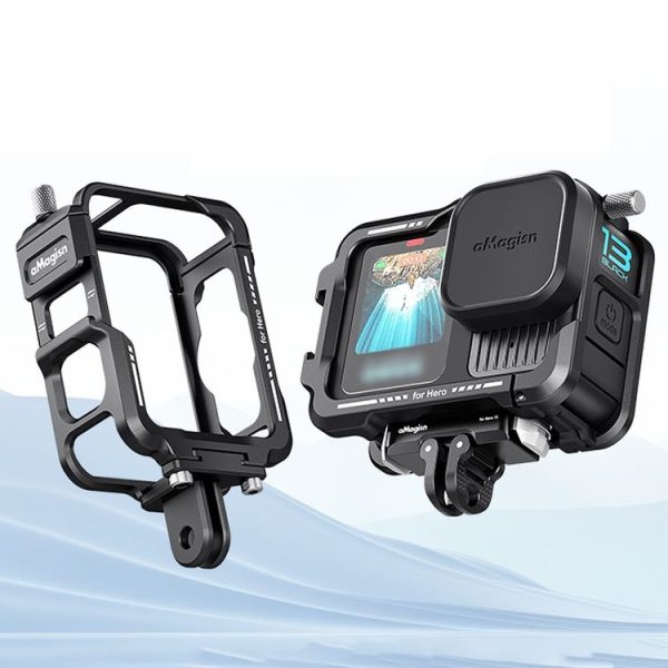 AMagisn Essential Ver Metal Rabbit Cage for GoPro HERO13 Black / HERO12 Black / HERO11 Black / HERO10 Black / HERO9 Black (Black)
