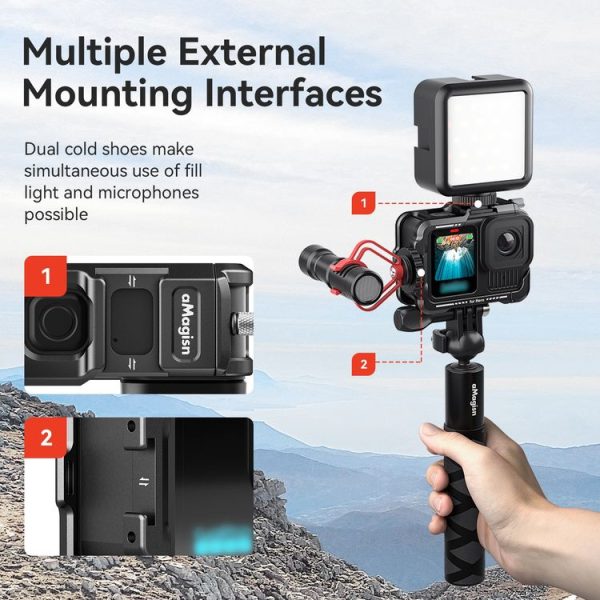 AMagisn Essential Ver Metal Rabbit Cage for GoPro HERO13 Black / HERO12 Black / HERO11 Black / HERO10 Black / HERO9 Black (Black) - Image 10