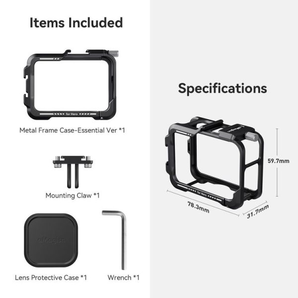 AMagisn Essential Ver Metal Rabbit Cage for GoPro HERO13 Black / HERO12 Black / HERO11 Black / HERO10 Black / HERO9 Black (Black) - Image 12