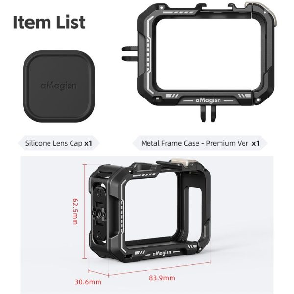 AMagisn Upgrade Ver Metal Rabbit Cage For GoPro HERO13 Black / HERO12 Black / HERO11 Black / HERO10 Black / HERO9 Black (Black) - Image 11