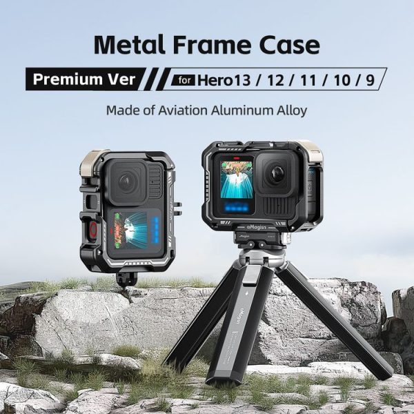 AMagisn Upgrade Ver Metal Rabbit Cage For GoPro HERO13 Black / HERO12 Black / HERO11 Black / HERO10 Black / HERO9 Black (Black) - Image 2