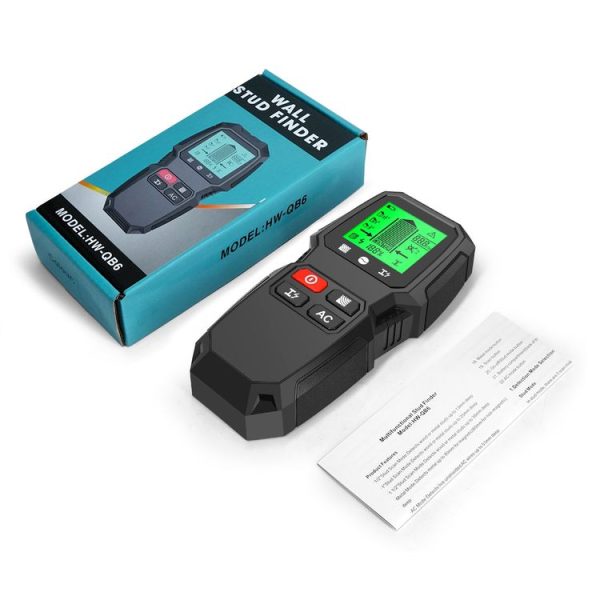 HW-QB6 5 In 1 Wall Scanner Handheld Stud Finder Wood Current Metal Live Wires Detection (Black) - Image 10