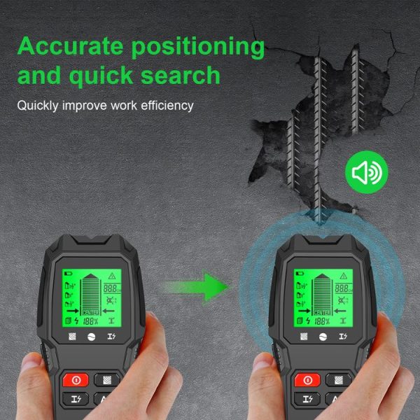 HW-QB6 5 In 1 Wall Scanner Handheld Stud Finder Wood Current Metal Live Wires Detection (Black) - Image 5