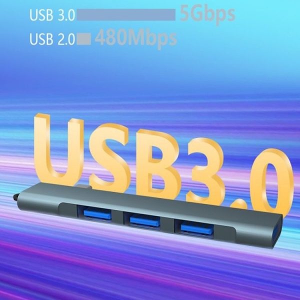 Side Plug Wireless Docking Station 4 In 1 Multifunctional Computer Cable Hubs, Port: Type-C 3.0 Silver - Image 3