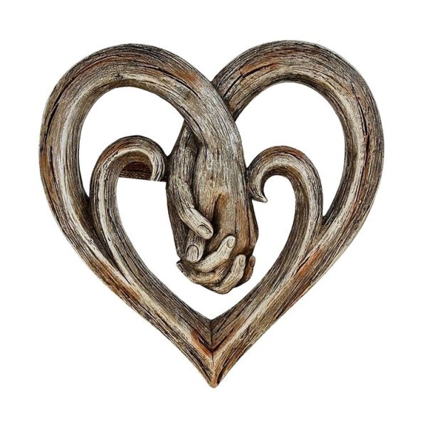 20 x 20cm Hand Holding Hand Heart Shaped Wooden Wall Decoration Crafts Pendant