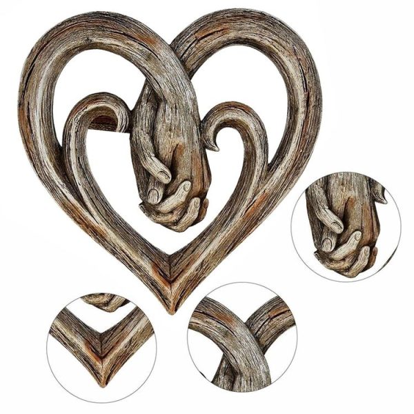 20 x 20cm Hand Holding Hand Heart Shaped Wooden Wall Decoration Crafts Pendant - Image 3