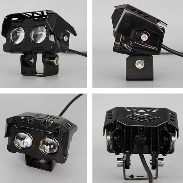 20W Motorcycle Spotlight High Bright Two Color Modified External Waterproof LED Lens Headlight (Always Bright - 3 Wire) - Image 4