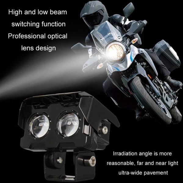 20W Motorcycle Spotlight High Bright Two Color Modified External Waterproof LED Lens Headlight (Always Bright - 3 Wire) - Image 7
