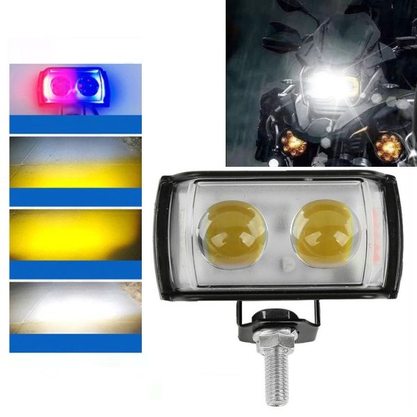 Motorcycle LED Spotlight External Mini Lens High Brightness Flash Headlight Driving Fog Lamps (2 Lens) - Image 2