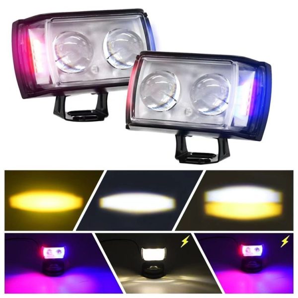Motorcycle LED Spotlight External Mini Lens High Brightness Flash Headlight Driving Fog Lamps (2 Lens) - Image 4
