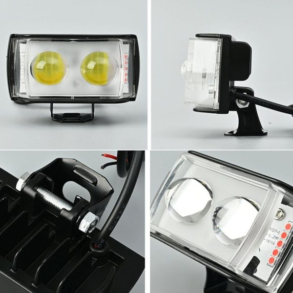 Motorcycle LED Spotlight External Mini Lens High Brightness Flash Headlight Driving Fog Lamps (2 Lens) - Image 5