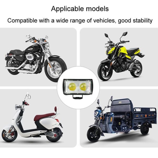 Motorcycle LED Spotlight External Mini Lens High Brightness Flash Headlight Driving Fog Lamps (2 Lens) - Image 7