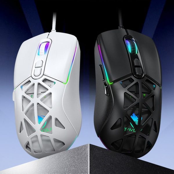 T-WOLF G520 7-keys RGB Marquee Honeycomb Hollow Gaming Wired Mouse (Black) - Image 2