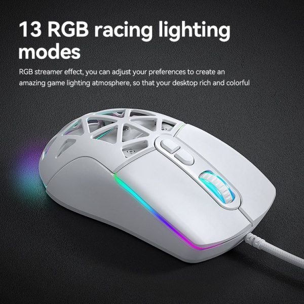 T-WOLF G520 7-keys RGB Marquee Honeycomb Hollow Gaming Wired Mouse (Black) - Image 5