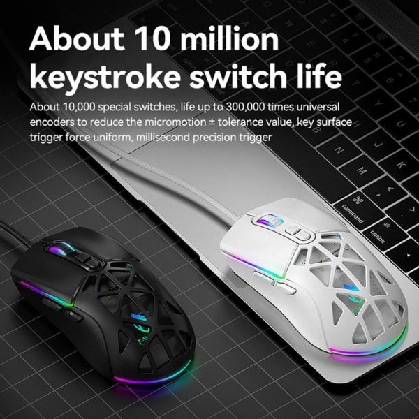 T-WOLF G520 7-keys RGB Marquee Honeycomb Hollow Gaming Wired Mouse (Black) - Image 9