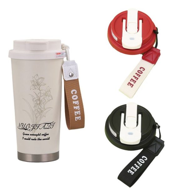 2.8 Inch Cup Mouth Straw Cup Lid Coffee Mug Replacement Lid With Hand Strip (White) - Image 2