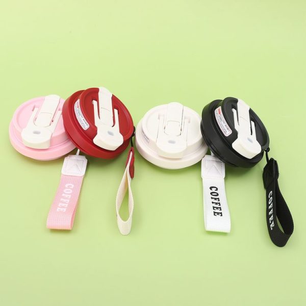 2.8 Inch Cup Mouth Straw Cup Lid Coffee Mug Replacement Lid With Hand Strip (White) - Image 3