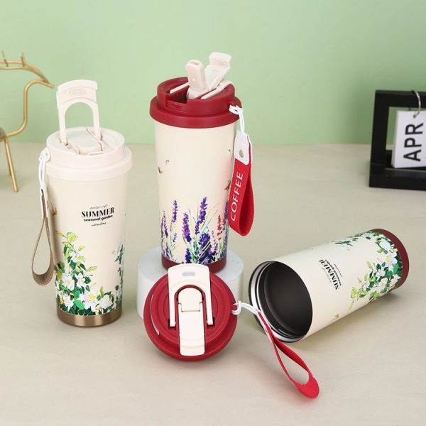 2.8 Inch Cup Mouth Straw Cup Lid Coffee Mug Replacement Lid With Hand Strip (White) - Image 6