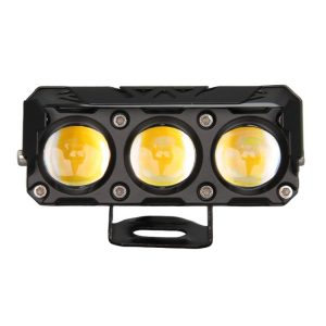 35W Motorcycle Spotlight Dual Color LED Headlight Triple Eye Waterproof Headlight, Model: Flashing- (2 Wires)
