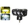 35W Motorcycle Spotlight Dual Color LED Headlight Triple Eye Waterproof Headlight, Model: Flashing- (2 Wires) - Image 2