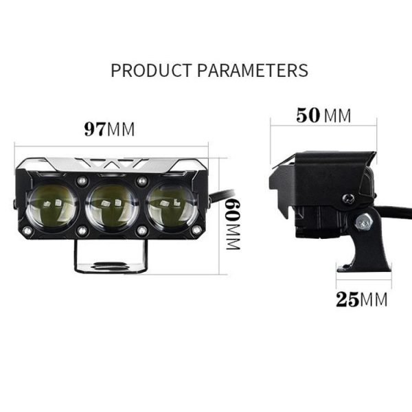 35W Motorcycle Spotlight Dual Color LED Headlight Triple Eye Waterproof Headlight, Model: Flashing- (2 Wires) - Image 4