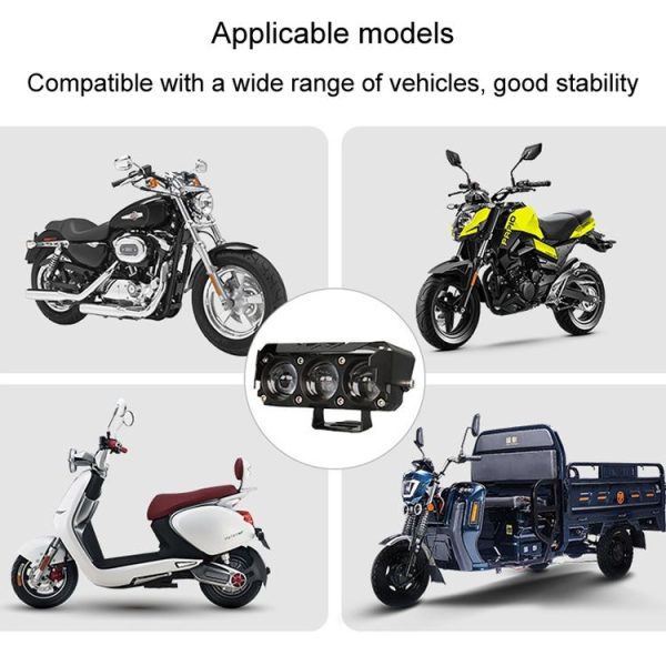 35W Motorcycle Spotlight Dual Color LED Headlight Triple Eye Waterproof Headlight, Model: Flashing- (2 Wires) - Image 6