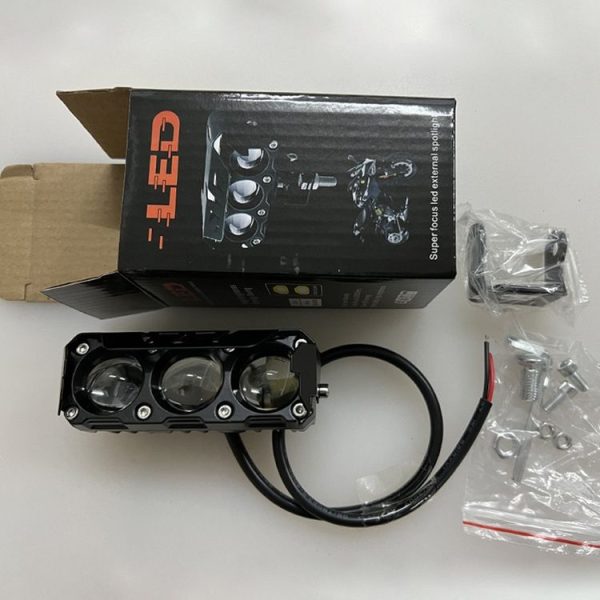 35W Motorcycle Spotlight Dual Color LED Headlight Triple Eye Waterproof Headlight, Model: Flashing- (2 Wires) - Image 7