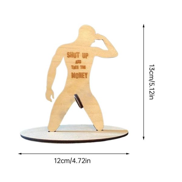 13 x 12cm Wooden Spoof Man Money Holder Bill Stand Craft Ornament (With Hat) - Image 3