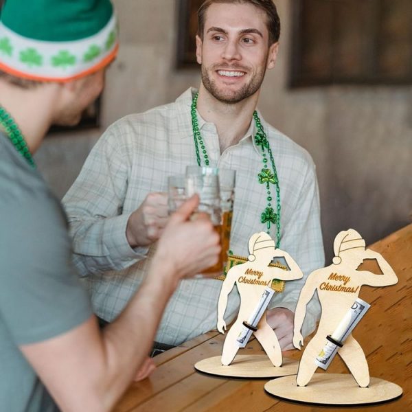 13 x 12cm Wooden Spoof Man Money Holder Bill Stand Craft Ornament (With Hat) - Image 5