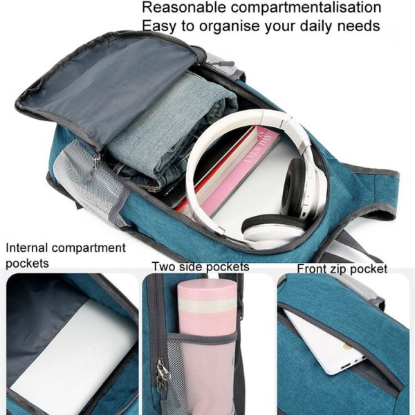 Vanaheimr Outdoor Lightweight Hiking Bag Foldable Storage Travel Casual Bag Large Capacity Light Shoulder Bag (Light Blue) - Image 4