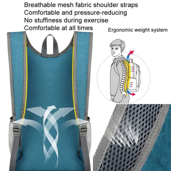 Vanaheimr Outdoor Lightweight Hiking Bag Foldable Storage Travel Casual Bag Large Capacity Light Shoulder Bag (Light Blue) - Image 5