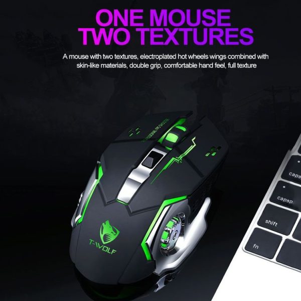 T-WOLF Q13 2.4GHz 6-keys RGB Colorful Light Gaming Wireless Mouse, Color: Single Mode Black - Image 8