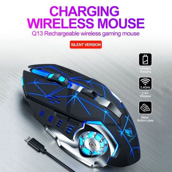 T-WOLF Q13 2.4GHz 6-keys RGB Colorful Light Gaming Wireless Mouse, Color: Single Mode Black - Image 9