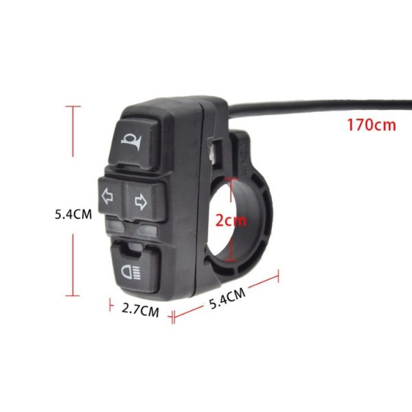 3 In 1 Electric Scooter Horn Headlight Six-Core Switch (36V-48V) - Image 3