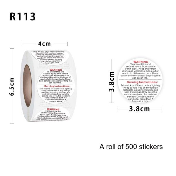 Round Warning Label Packaging Self-Adhesive Warning Sticker, Size: 1.5 inches 3.8 cm - Image 2