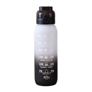 1000ml Large Capacity Tritan Water Mug Gradient Color Outdoor Sports Water Bottle (White Black)