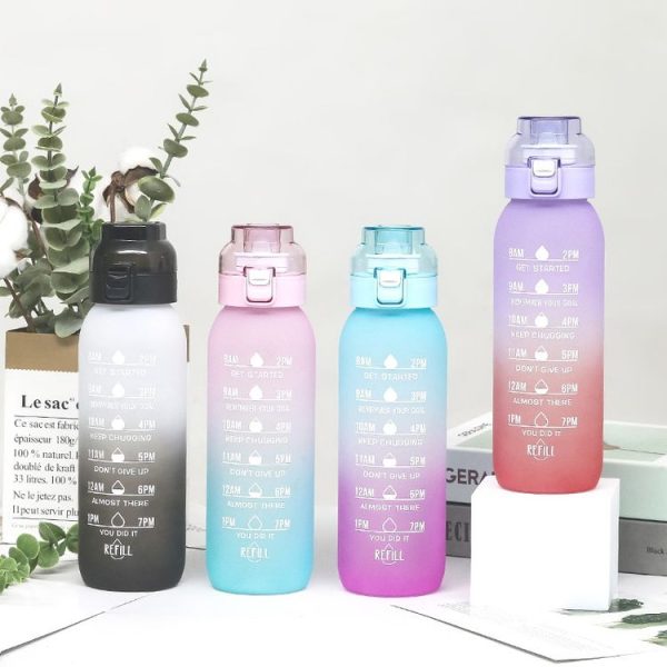 1000ml Large Capacity Tritan Water Mug Gradient Color Outdoor Sports Water Bottle (White Black) - Image 2