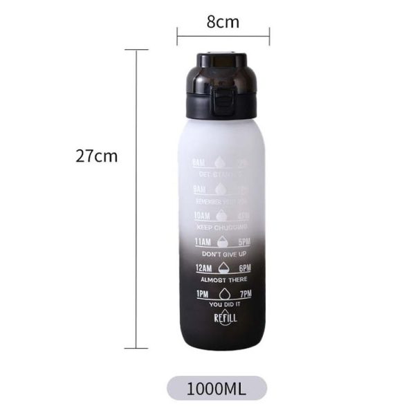 1000ml Large Capacity Tritan Water Mug Gradient Color Outdoor Sports Water Bottle (White Black) - Image 4