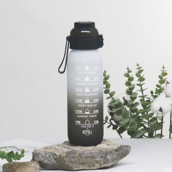1000ml Large Capacity Tritan Water Mug Gradient Color Outdoor Sports Water Bottle (White Black) - Image 5