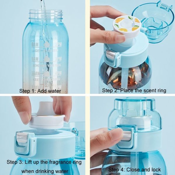 1000ml Large Capacity Fruity Water Bottle With 7 Flavor Rings Straw Drinking Cup Tritan Flavored Water Mug (Clear Pink) - Image 11